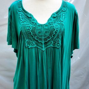 Live and let live short sleeve blouse, 2X